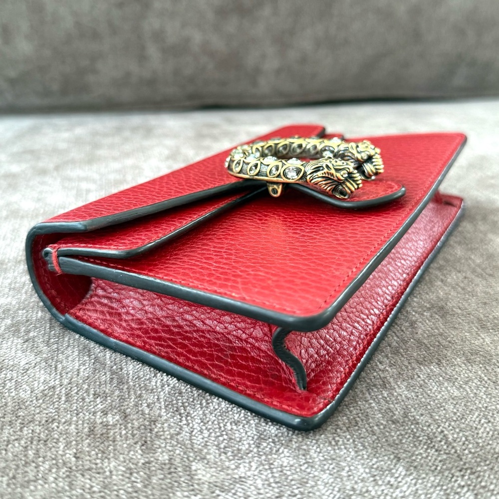 Authentic Gucci Dionysus Mini bag red leather crossbody silver chain - Picture 11 of 14
